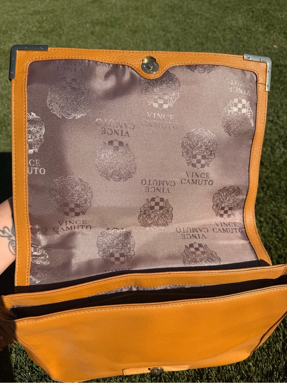 Leather Messenger Bag in Mustard Yellow